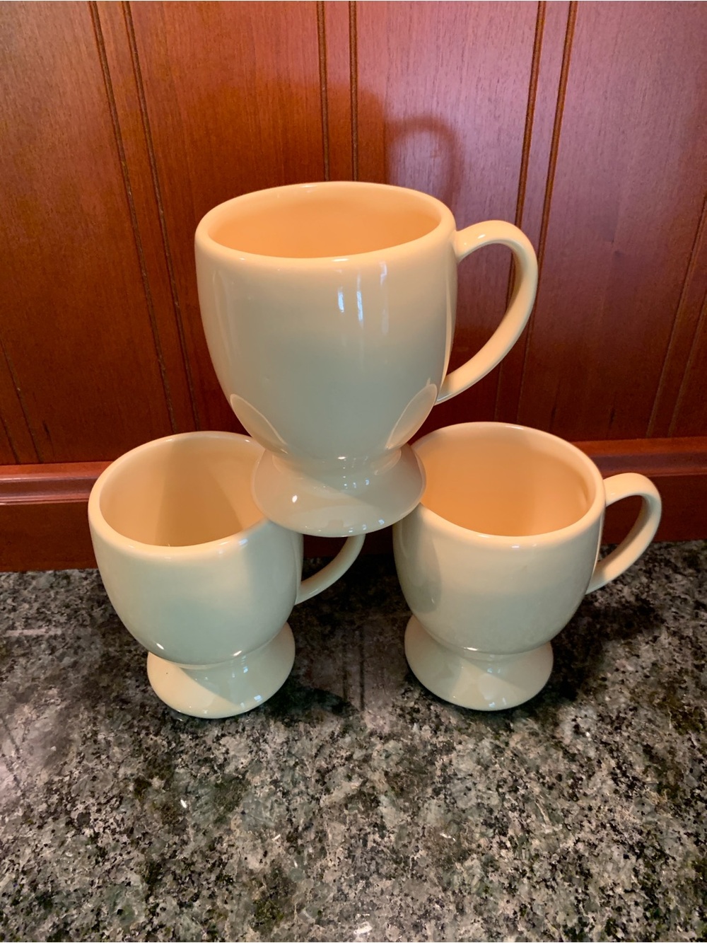 Trio of 3 Soft Yellow Ceramic Pedestal Mug - from Southern Living at Home Dining